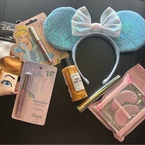 Disney Iridescent Blue Minnie Mouse Ears Headband +extras bundle